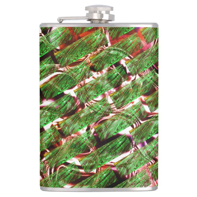 Greenish wall effect and bubbles salmon colour? hip flask (Front)