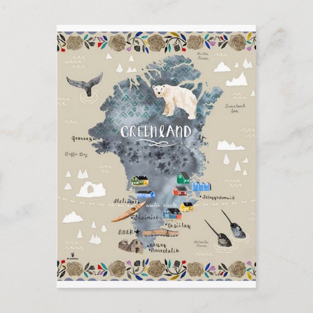 " Greenland: 13 ct./today - Hand painting Postcard (Front)