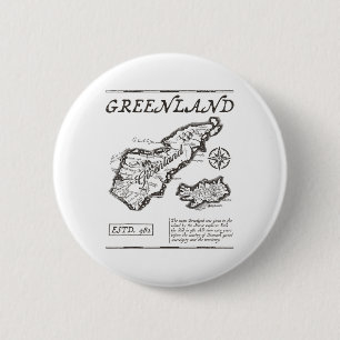 Greenland 982 Historic Map _ Groenland Since 982 R 6 Cm Round Badge