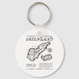 Greenland 982 Historic Map _ Groenland Since 982 R Key Ring