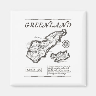 Greenland 982 Historic Map _ Groenland Since 982 R Magnet
