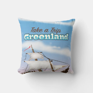 Greenland Cartoon travel poster print. Cushion