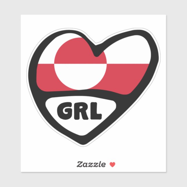 Greenland Country Code Flag Heart Pin Badge, GRL (Sheet)