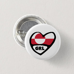 Greenland Country Code Flag Heart Pin Badge, GRL