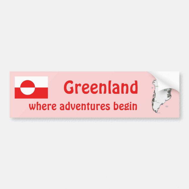 Greenland Flag and Map Bumper Sticker (Front)