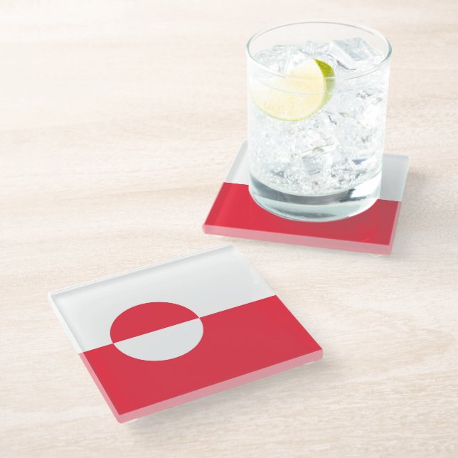 Greenland flag glass coaster (Angled)