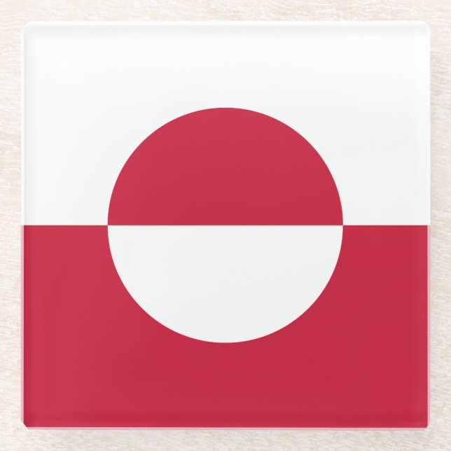 Greenland Flag Glass Coaster (Front)