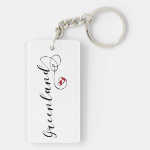 Greenland Flag Heart Script Design Key Ring