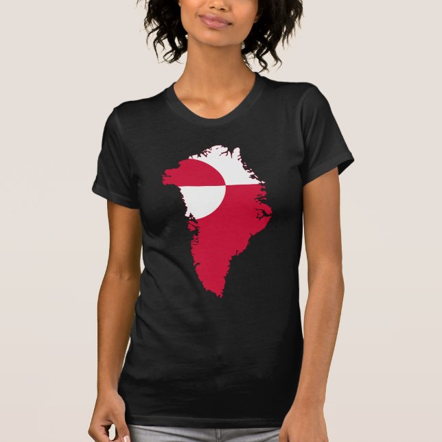 Greenland Flag Map GL T-Shirt (Front)