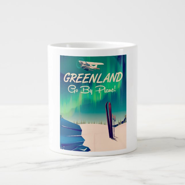 Greenland 'Go By Plane!' Large Coffee Mug (Front)