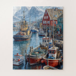 Greenland Harbour with Fishing Vessels Jigsaw Puzzle