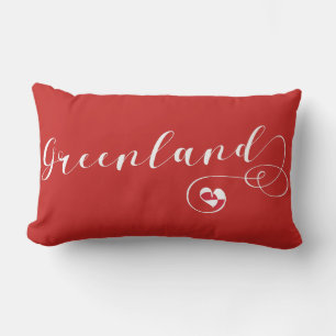 Greenland Heart Flag Script Lumbar Cushion