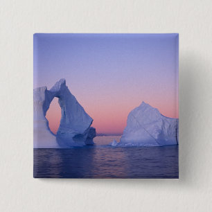 Greenland, Iceberg at sunset. 15 Cm Square Badge