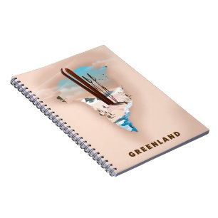 Greenland Illustrated Map travel poster print. Notebook