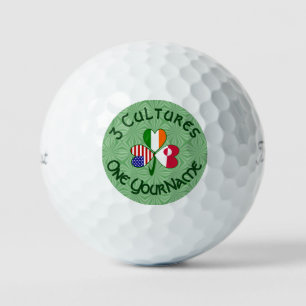 Greenland Ireland USA Shamrock Personalised Text Golf Balls