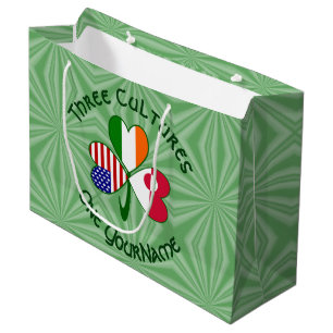 Greenland Ireland USA Shamrock Personalised Text Large Gift Bag