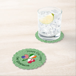 Greenland Ireland USA Shamrock Personalised Text  Paper Coaster