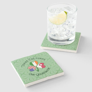 Greenland Ireland USA Shamrock Personalised Text  Stone Coaster