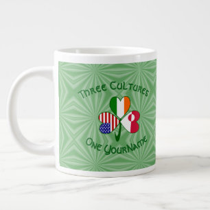 Greenland Irish USA Flags Shamrock Personalised  Large Coffee Mug