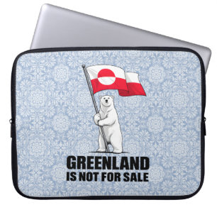 Greenland Is Not for Sale Polar Bear With Flag Laptop Sleeve