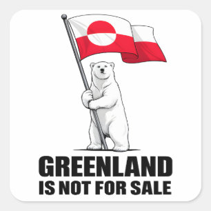 Greenland Is Not for Sale Polar Bear With Flag Square Sticker