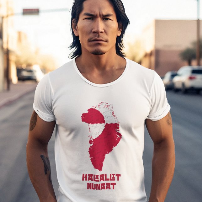 Greenland Map Red White Flag Kalaallit Nunaat T-Shirt (Creator Uploaded)