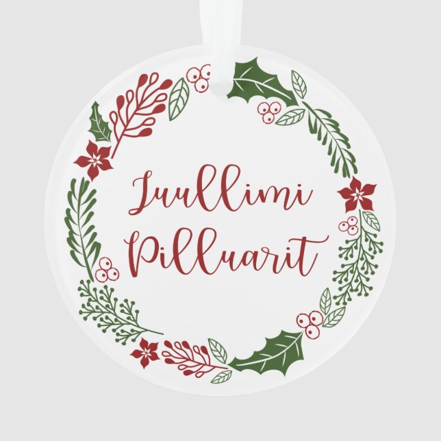 Greenland Merry Christmas Wreath Juullimi Pilluari Ornament (Back)