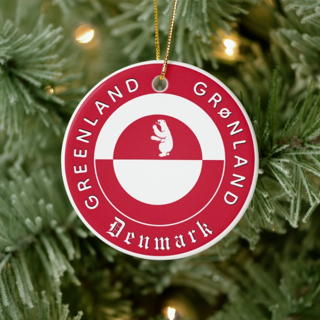 Greenland Ornament, Bear, travel, Greenland Flag Ceramic Ornament (Tree)