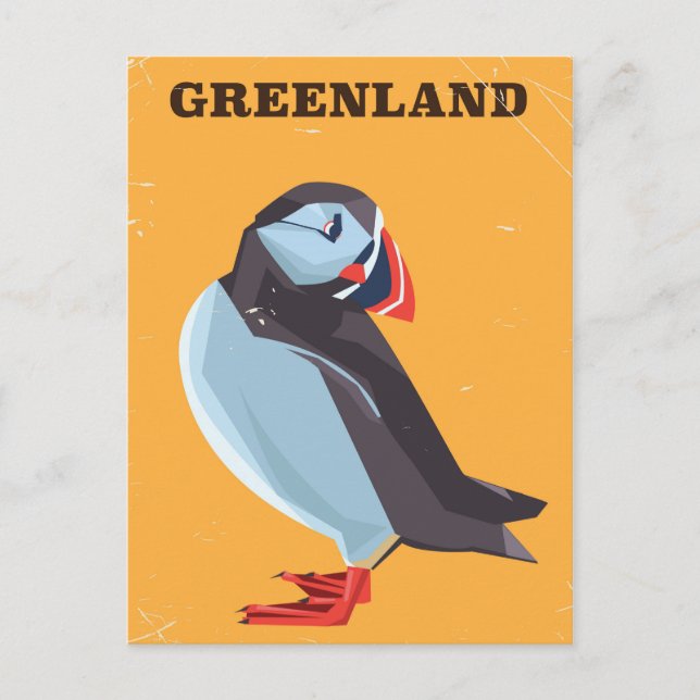 Greenland Puffin vintage travel poster Postcard (Front)