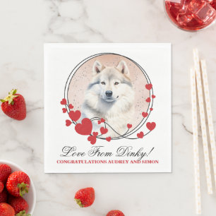 Greenland Red Heart Frame Dog Photo Napkin