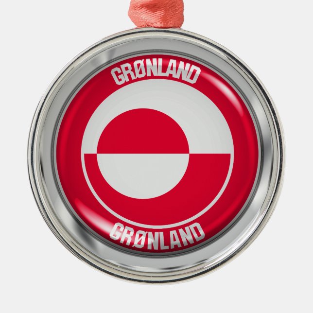 Greenland Round Emblem Metal Ornament (Front)