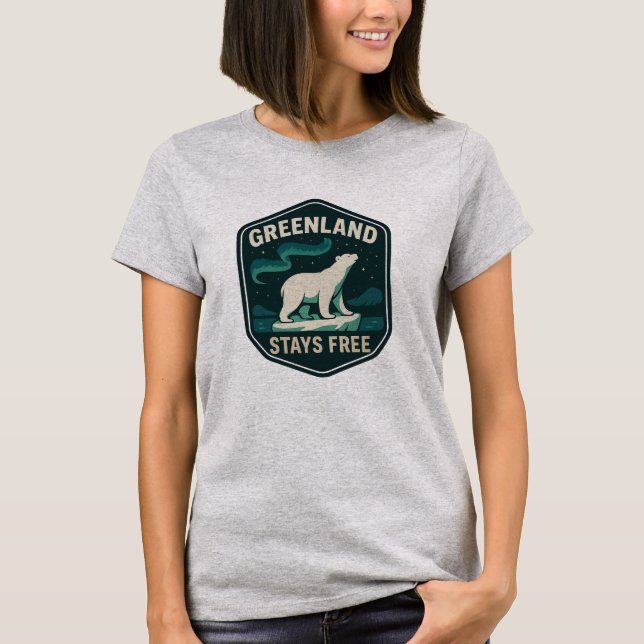 GREENLAND STAYS FREE Badge T-Shirt (Front)