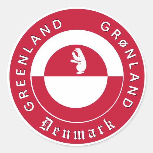 Greenland Stickers, Bear, Patriotic Greenland Flag Classic Round Sticker (Front)