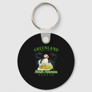 Greenland Travel Souvenir Puffin Arctic Bird Green Key Ring