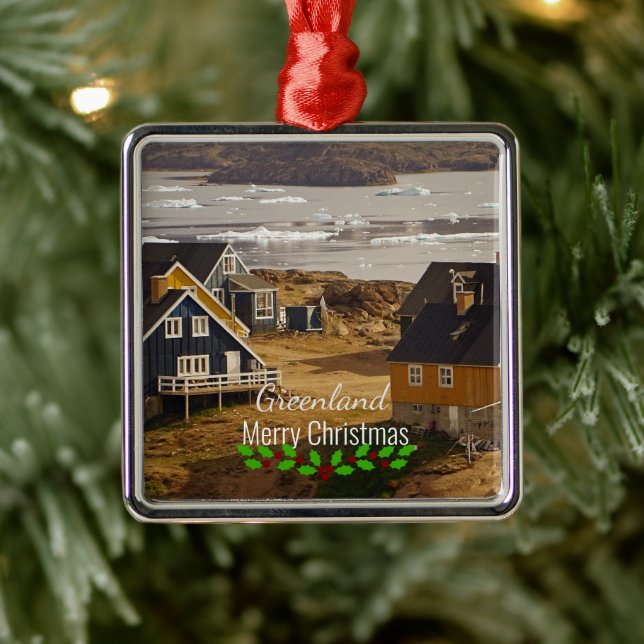Greenland village Christmas Metal Ornament (Tree)