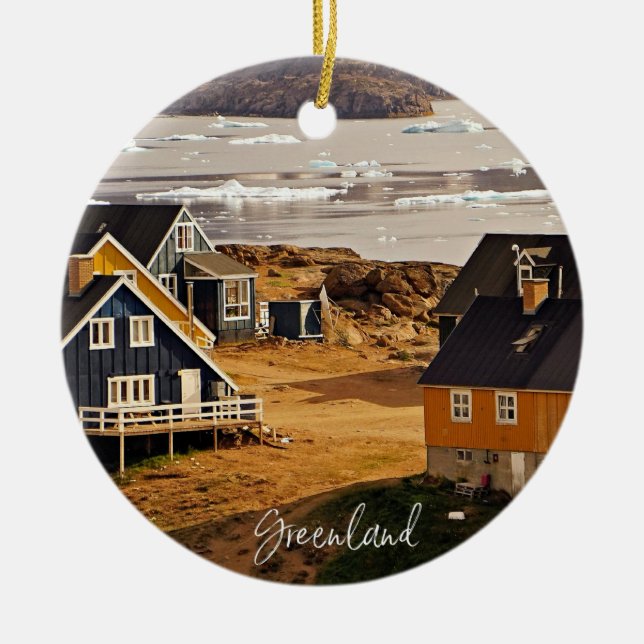 Greenland village, scenic photograph ceramic ornament (Front)