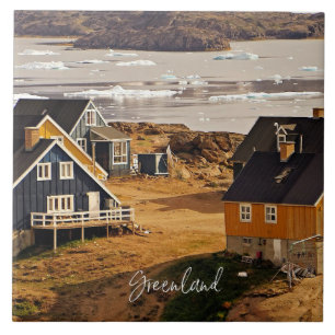Greenland village, scenic photograph ceramic tile