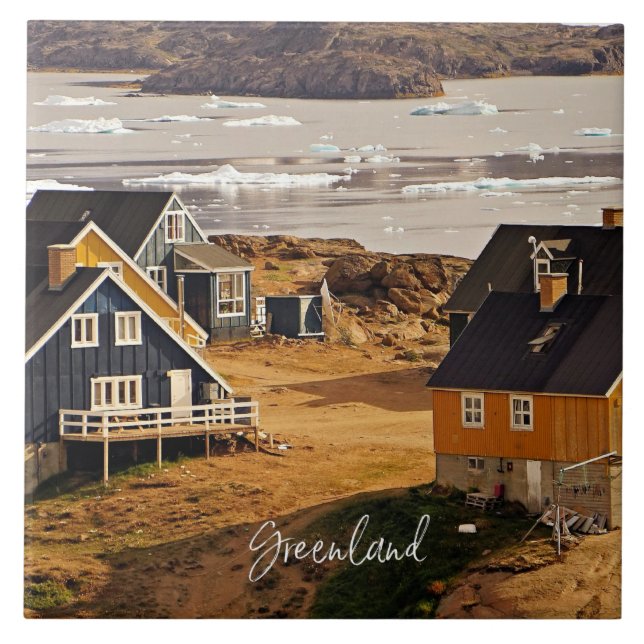 Greenland village, scenic photograph ceramic tile (Front)