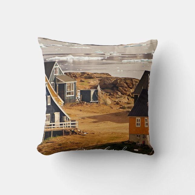 Greenland village, scenic photograph cushion (Front)