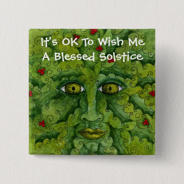 Greenman Holly It's Ok Button (Front)