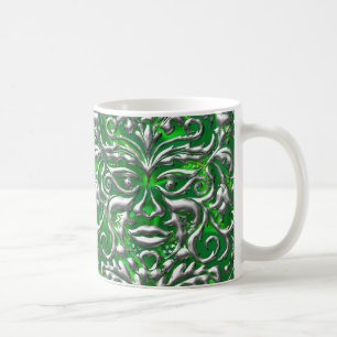 GreenMan Motif on Green Satin Print Coffee Mug
