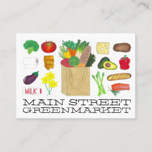 Greenmarket Grocery Shopping Fruit Vegetable Foods Business Card
