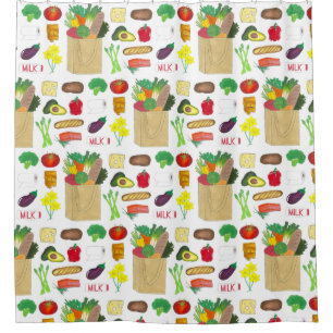 Greenmarket Grocery Shopping Fruit Vegetable Foods Shower Curtain