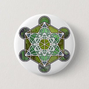 GreenMetatronCube 6 Cm Round Badge