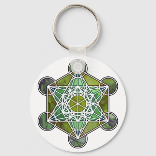 GreenMetatronCube Key Ring
