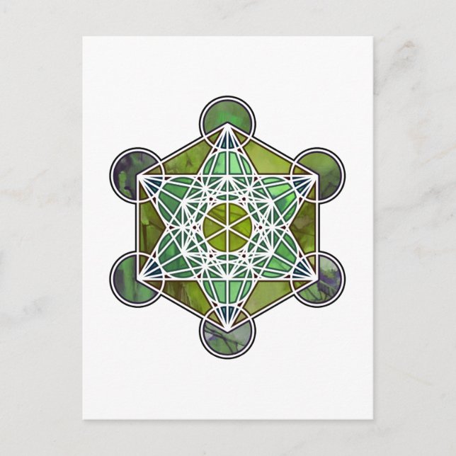 GreenMetatronCube Postcard (Front)