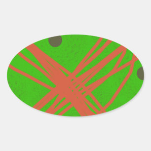 greennery abstract art oval sticker
