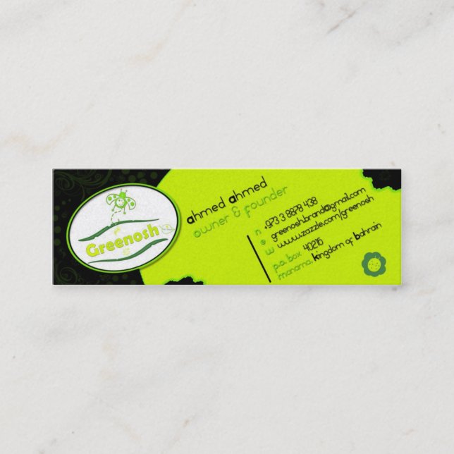 Greenosh B.C Mini Business Card (Front)
