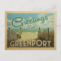 Greenport Beach Vintage Travel Postcard