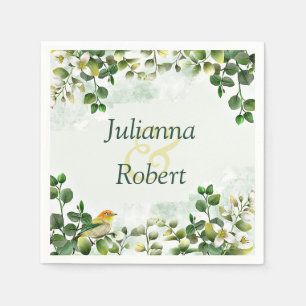 Greens and bird napkins